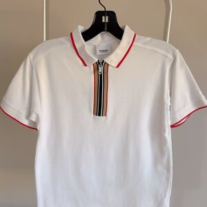 Burberry boys White Polo with Red and Black Stripes